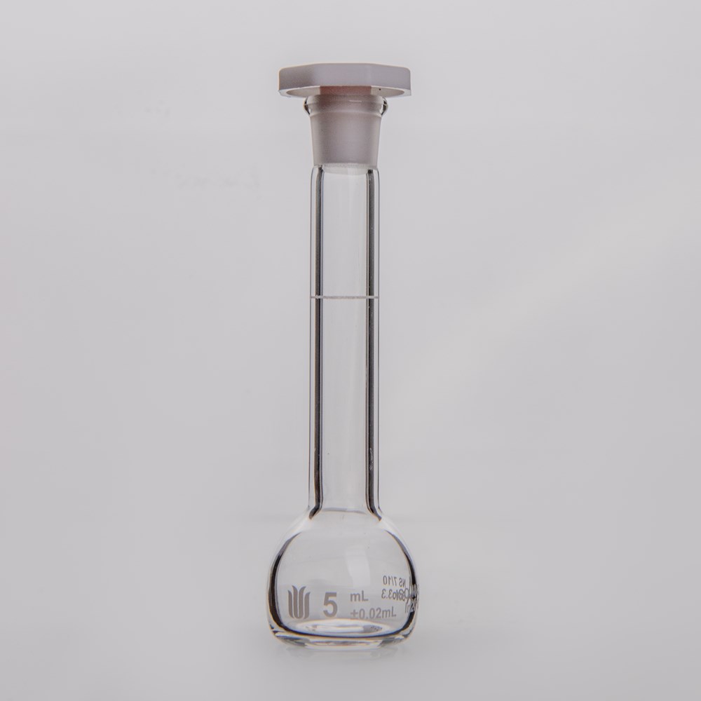 透明玻璃5ML容量瓶，标配塑料塞，带个体检测证书